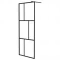 Miniatyrbillede 4 af 11: Brusevæg med hylde 100x195 cm sikkerhedsglas og aluminium sort - Brusevæg - Brusevægge - Home & Living
