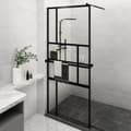 Miniatyrbillede 2 af 11: Brusevæg med hylde 100x195 cm sikkerhedsglas og aluminium sort - Brusevæg - Brusevægge - Home & Living