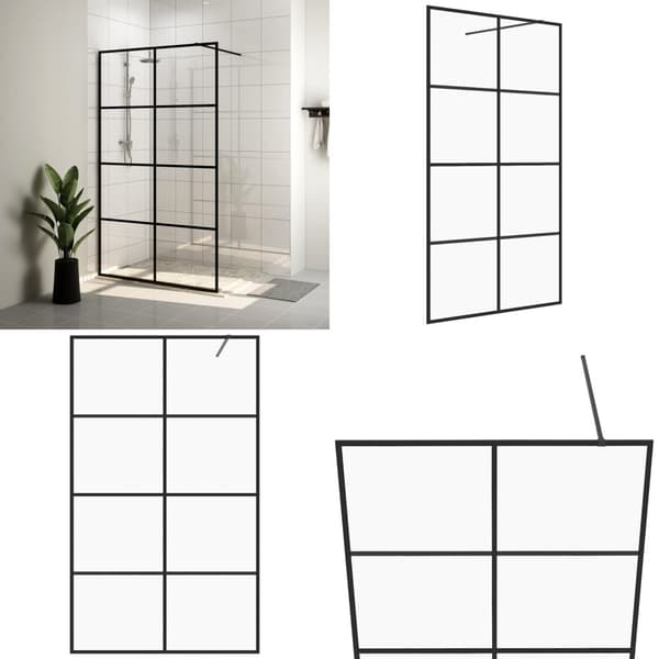 Brusevæg 100x195 cm klart sikkerhedsglas sort - Bruseafskærmning - Bruseafskærmninger - Home & Living