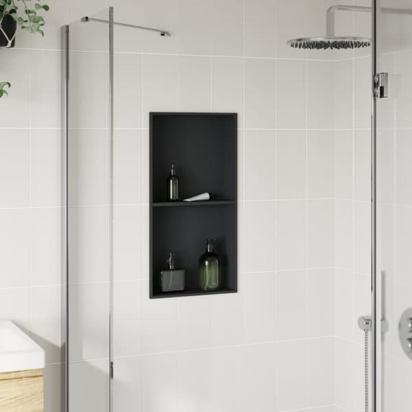 vidaXL Dusjnisje matt svart 32x62x9 cm rustfritt stål