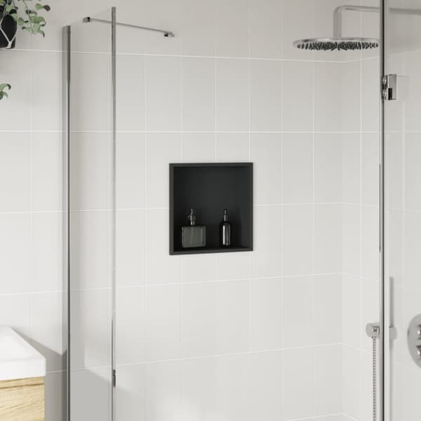 vidaXL Dusjnisje matt svart 32x32x9 cm rustfritt stål