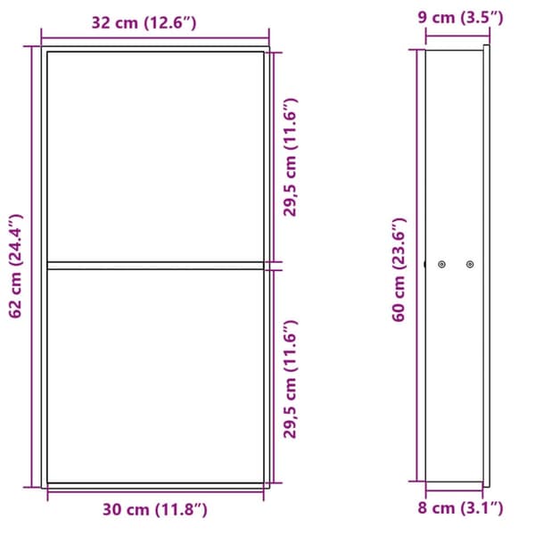 vidaXL brusehylde 32x62x9 cm rustfrit stil børstet mat hvid