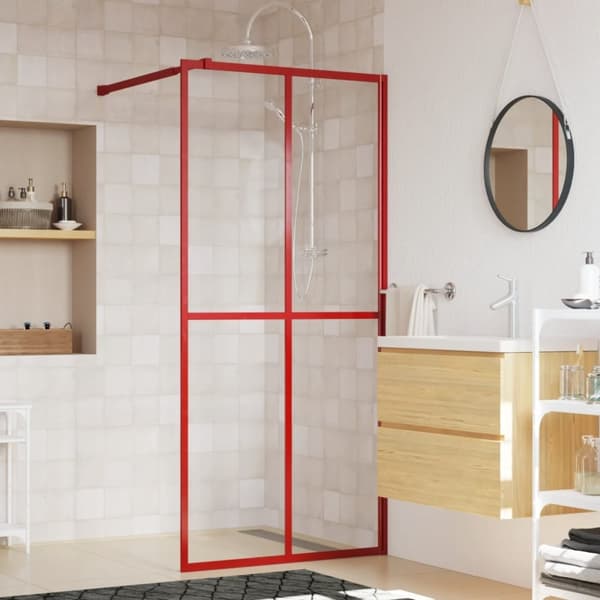 Duschvägg med klart ESG-glas röd 80x195 cm