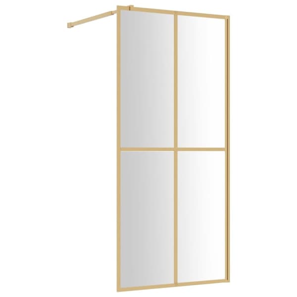Duschvägg med klart ESG-glas guld 100x195 cm