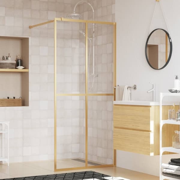 Duschvägg med klart ESG-glas guld 100x195 cm