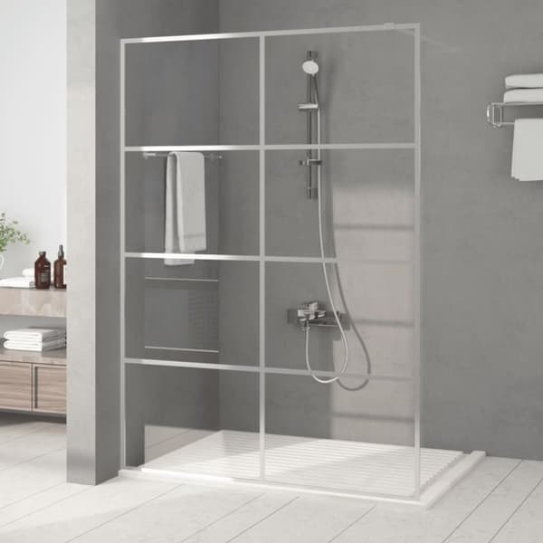 Duschvägg silver 140x195 cm klart ESG-glas