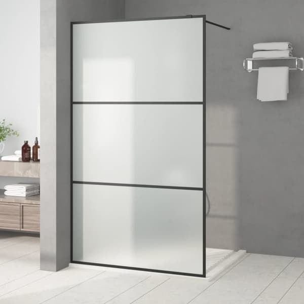 Duschvägg svart 115x195 cm halvfrostat ESG-glas