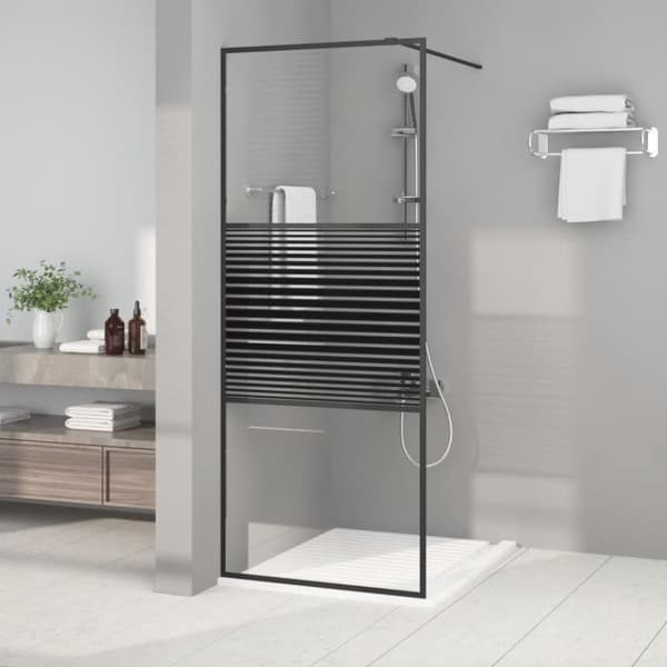 Duschvägg svart 80x195 cm klart ESG-glas