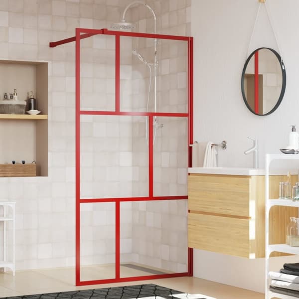 Duschvägg med klart ESG-glas röd 115x195 cm