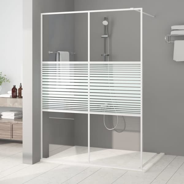 Duschvägg vit 140x195 cm klart ESG-glas
