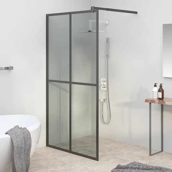Duschvägg 100x195cm mörkt härdat glas