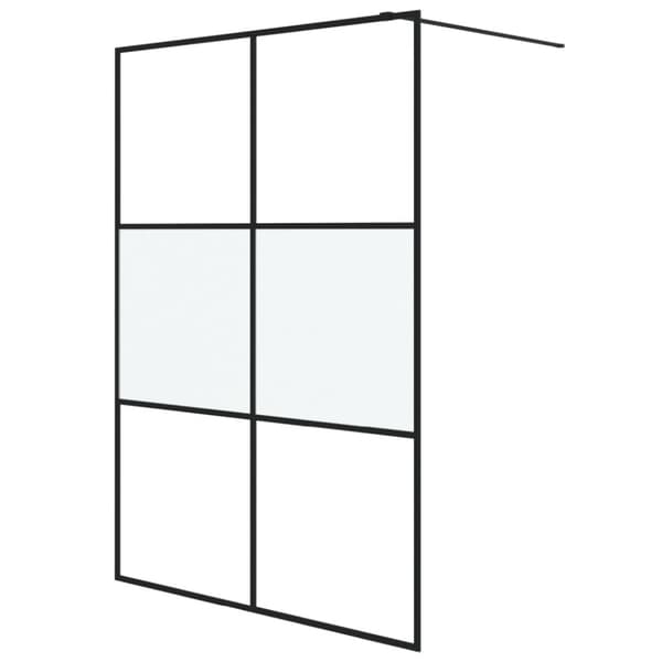 Duschvägg svart 140x195 cm halvfrostat ESG-glas