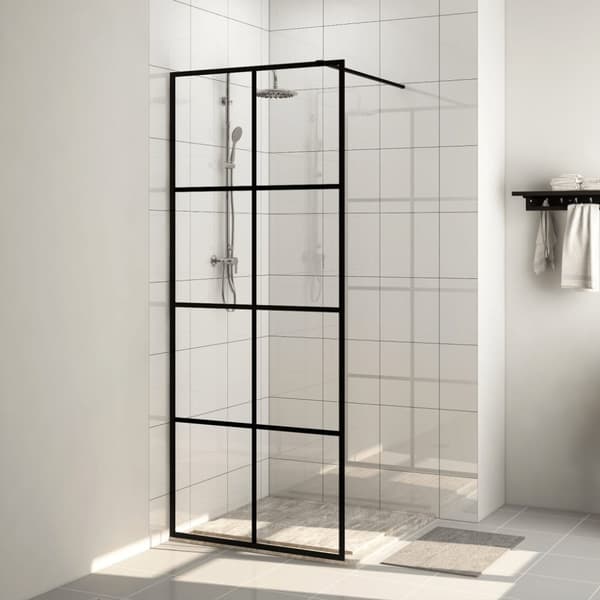 Duschvägg med klart ESG-glas 80x195 cm svart