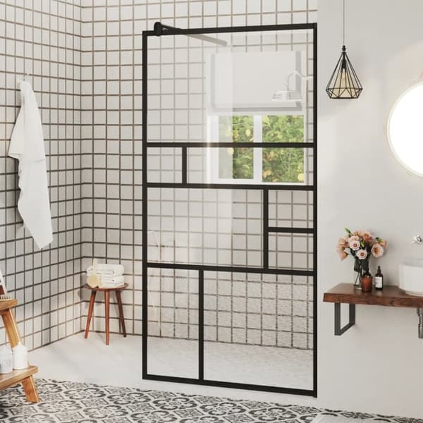 Duschvägg med klart ESG-glas 80x195 cm svart