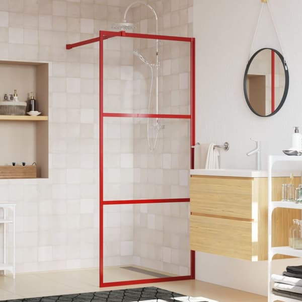 Duschvägg med klart ESG-glas röd 80x195 cm