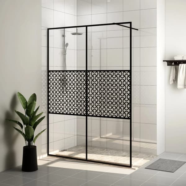 Duschvägg med klart ESG-glas 140x195 cm svart