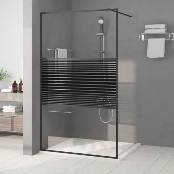 Duschvägg svart 115x195 cm klart ESG-glas