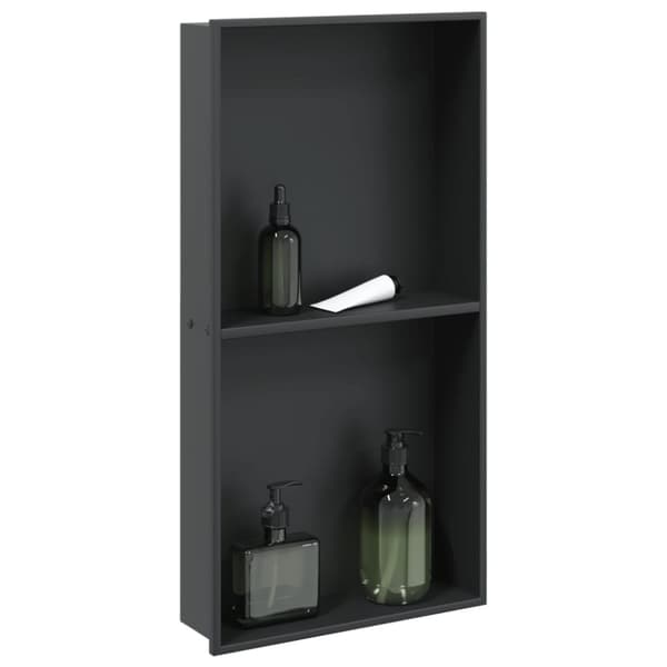 Duschnisch matt svart 32x62x9 cm rostfritt stål