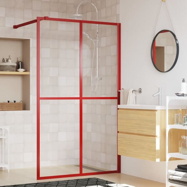 Duschvägg med klart ESG-glas röd 140x195 cm
