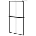 Miniatyrbild 2 av 2: Duschvägg med hylla svart 100x195 cm ESG-glas&aluminium