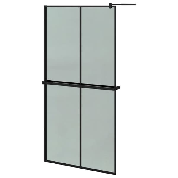 Duschvägg med hylla svart 100x195 cm ESG-glas&aluminium