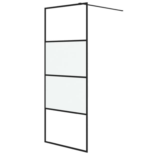 Duschvägg svart 80x195 cm halvfrostat ESG-glas