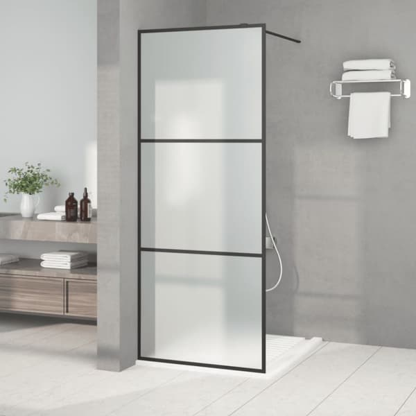 Duschvägg svart 80x195 cm frostat ESG-glas
