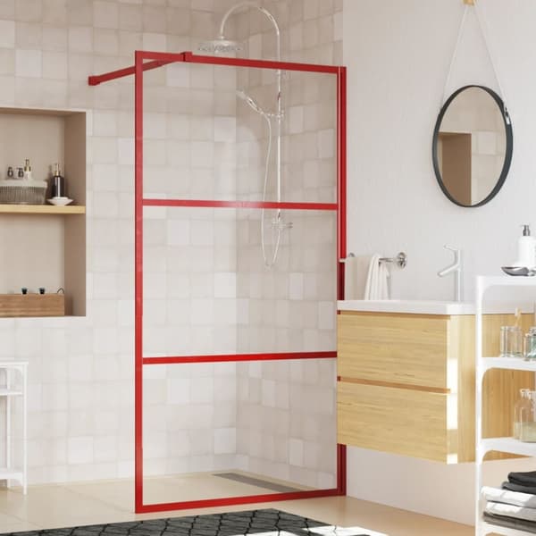 Duschvägg med klart ESG-glas röd 115x195 cm