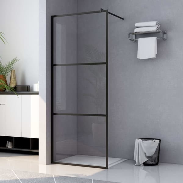 Duschvägg med klart ESG-glas svart 80x195 cm