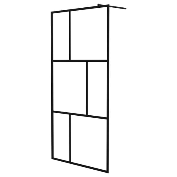 Duschvägg med härdat glas svart 100x195 cm