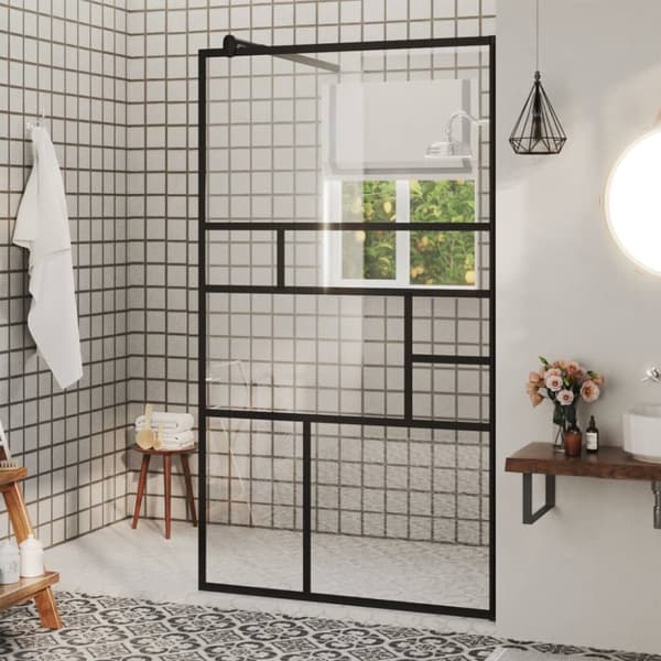 Duschvägg med klart ESG-glas 90x195 cm svart