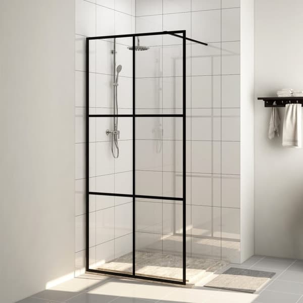 Duschvägg med klart ESG-glas 100x195 cm svart