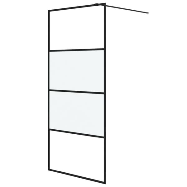 Duschvägg svart 90x195 cm halvfrostat ESG-glas