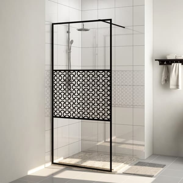 Duschvägg med klart ESG-glas 100x195 cm svart