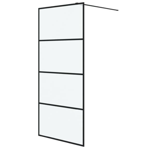 Duschvägg svart 90x195 cm halvfrostat ESG-glas