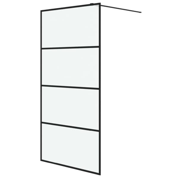 Duschvägg svart 100x195 cm halvfrostat ESG-glas