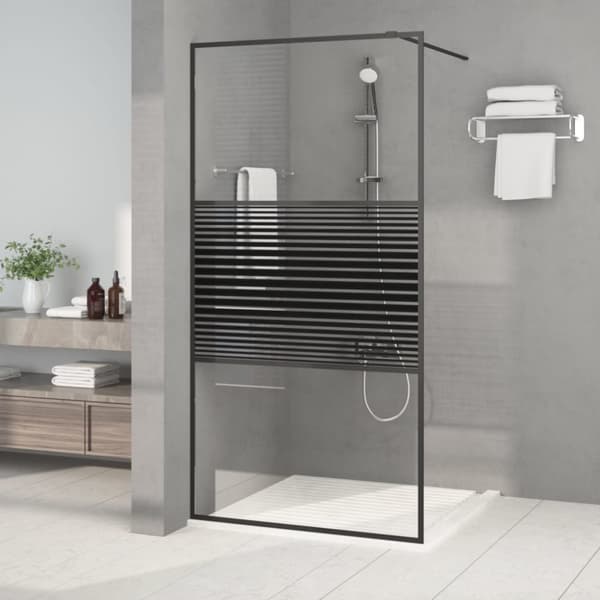 Duschvägg svart 100x195 cm klart ESG-glas