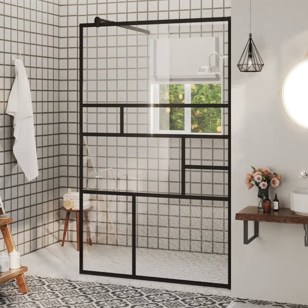 Duschvägg med klart ESG-glas 100x195 cm svart