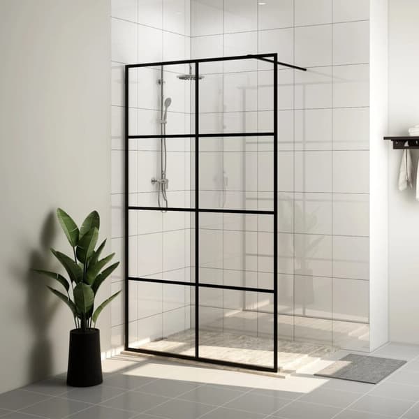 Duschvägg med klart ESG-glas 90x195 cm svart
