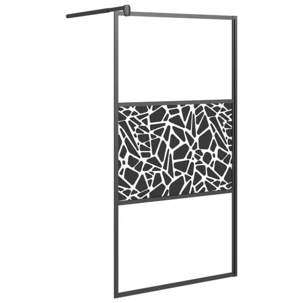 Duschvägg 100x195cm ESG-glas med stendesign svart