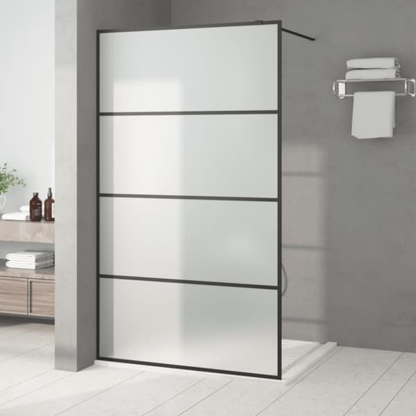Duschvägg svart 115x195 cm halvfrostat ESG-glas
