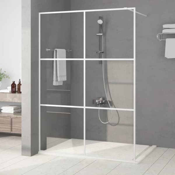 Duschvägg vit 140x195 cm klart ESG-glas