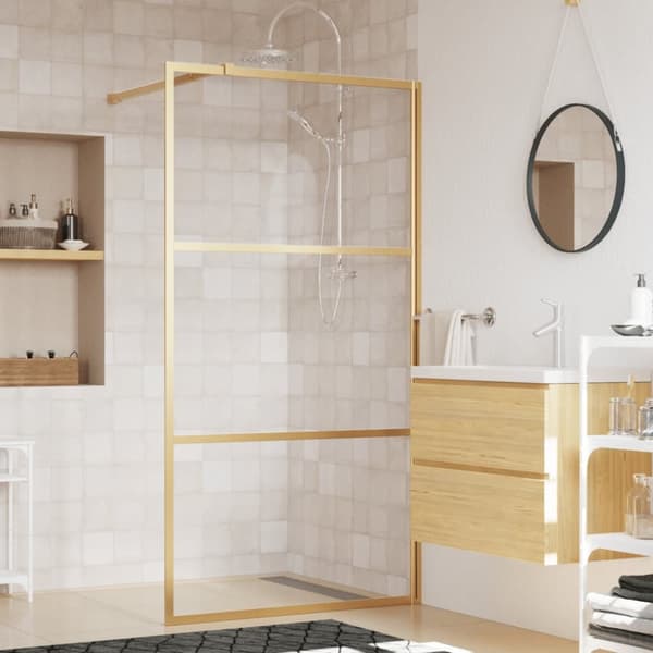 Duschvägg med klart ESG-glas guld 115x195 cm