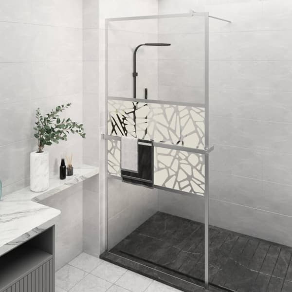 Duschvägg med hylla krom 90x195 cm ESG-glas&aluminium
