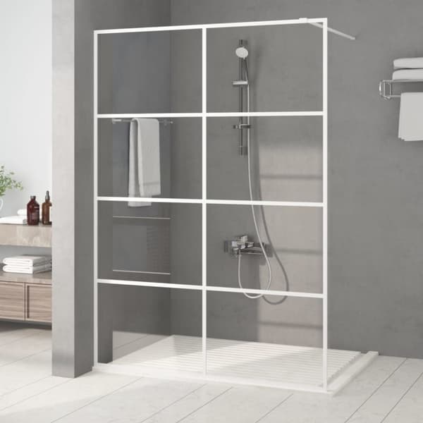 Duschvägg vit 140x195 cm klart ESG-glas