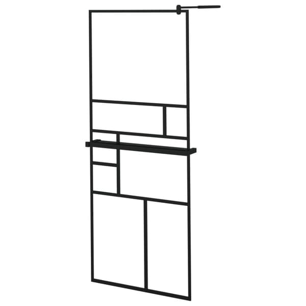 Duschvägg med hylla svart 80x195 cm ESG-glas&aluminium