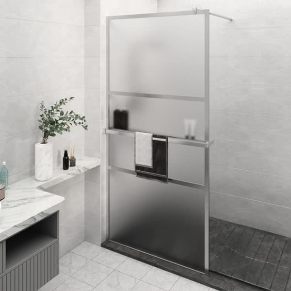 Duschvägg med hylla krom 115x195 cm ESG-glas&aluminium