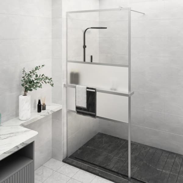 Duschvägg med hylla krom 100x195 cm ESG-glas&aluminium