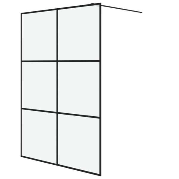 Duschvägg svart 140x195 cm halvfrostat ESG-glas