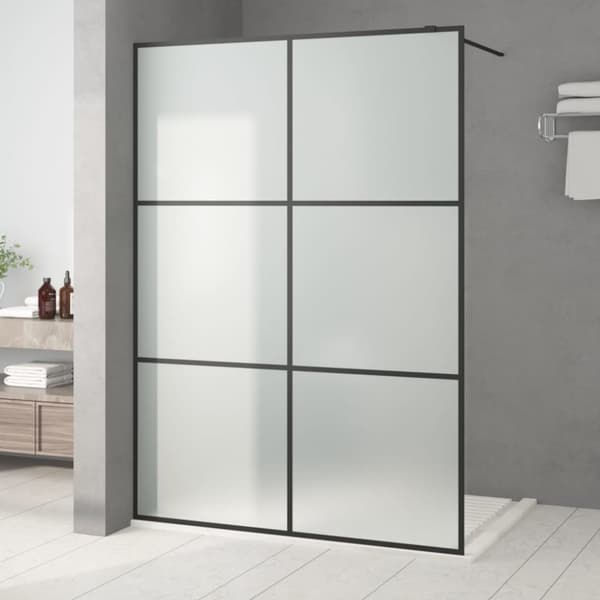 Duschvägg svart 140x195 cm halvfrostat ESG-glas